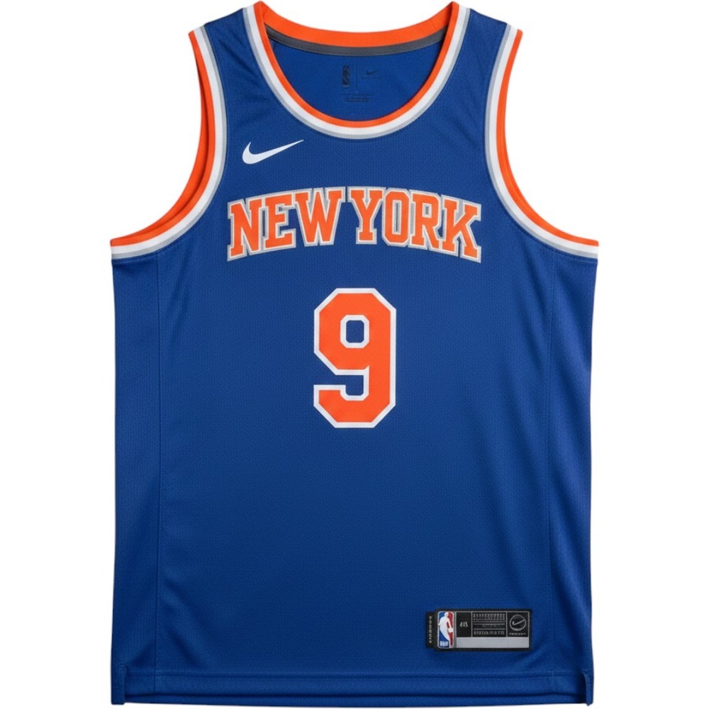 Nike New York Knicks Blue and Orange Basketball Jersey #9